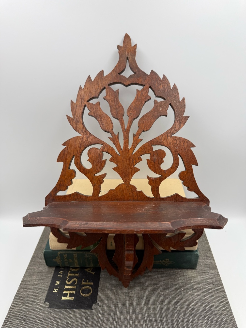Vintage Ornate Wood Fretwork Wall Shelf Hand-Carved